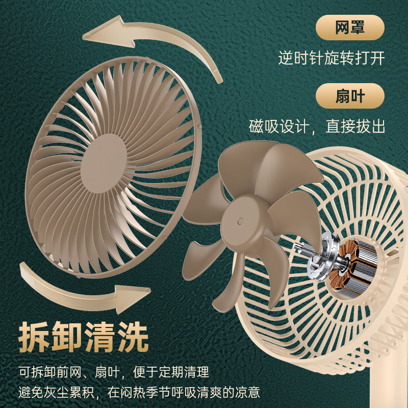 Cassidophus Mini Fan Pro — Ventilateur USB 6" | 4 Vitesses | Tête Oscillante | Rechargeable | Bureau & Chevet