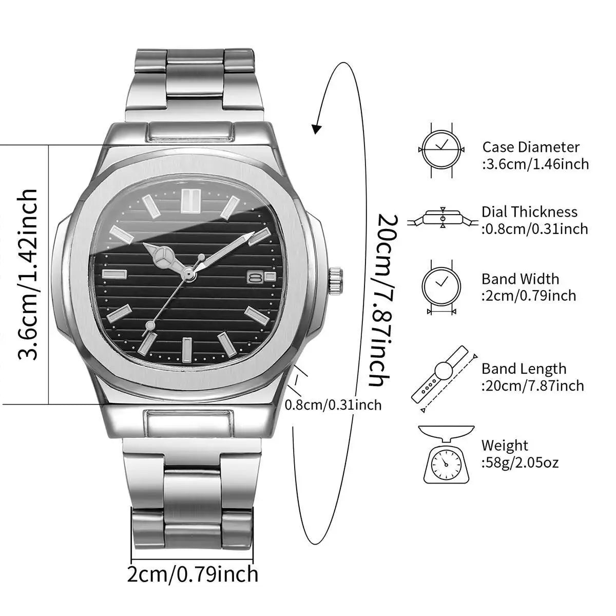 Luxury Men's Business Watch — Square Dial Fashion Quartz | Elegant Dress Watch | Gift for Him