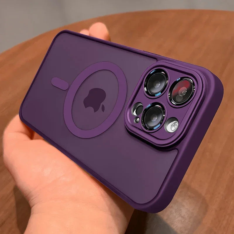 Magnetic Luxury Matte Phone Case — Lens Protector | Translucent Frosted Cover | iPhone & Samsung