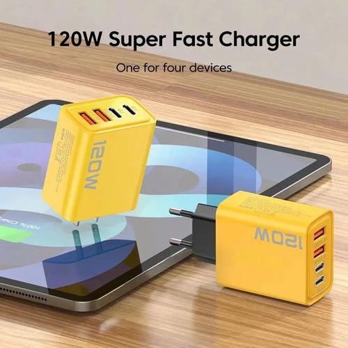 4-Port USB-C PD Fast Charger — Quick Charge 3.0 | Multi-Device Wall Adapter | Phone, Tablet & Laptop
