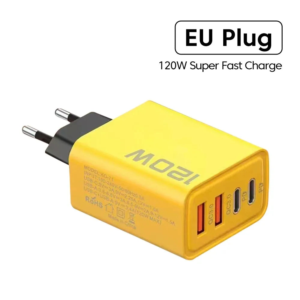 4-Port USB-C PD Fast Charger — Quick Charge 3.0 | Multi-Device Wall Adapter | Phone, Tablet & Laptop