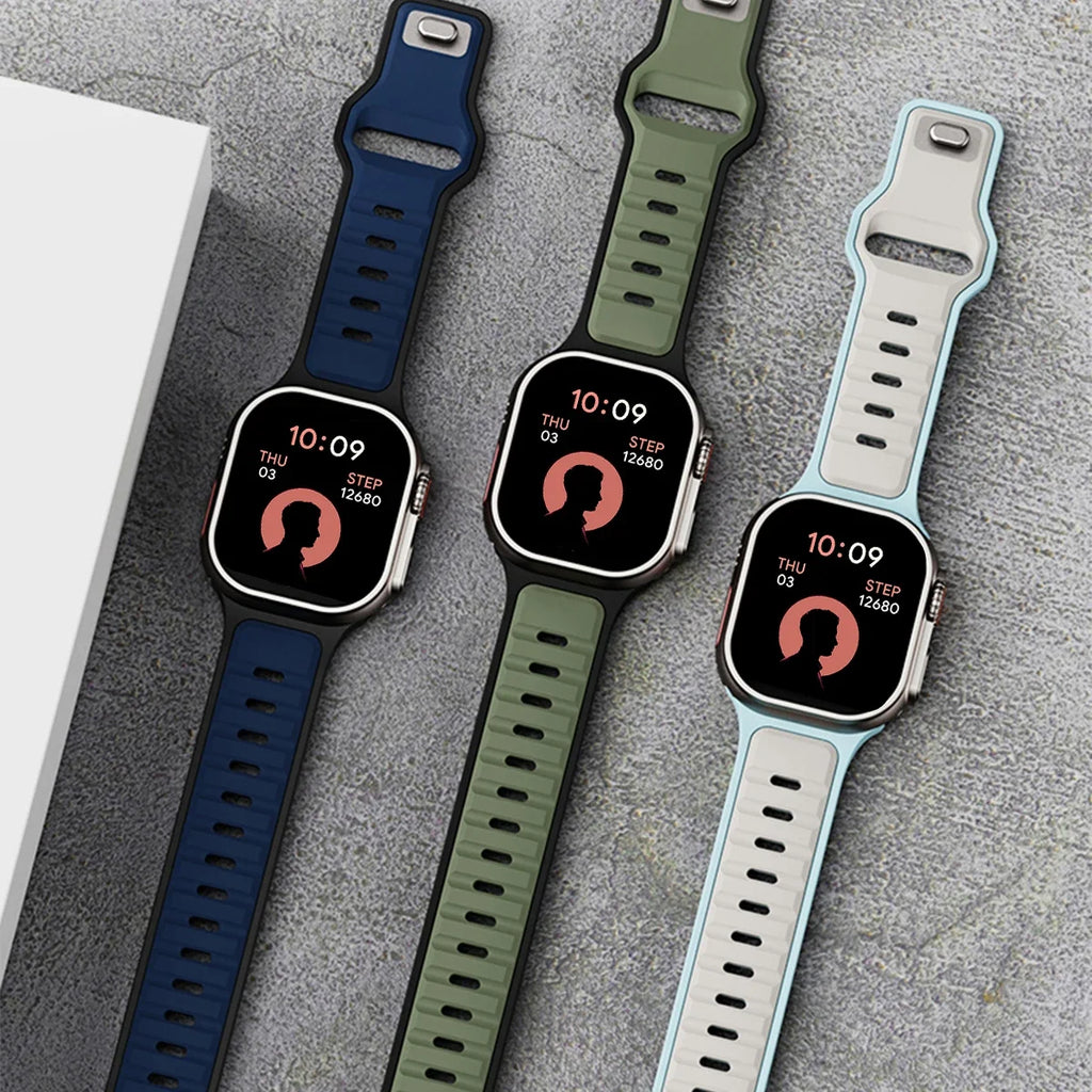 Apple Watch Silicone Sport Band — Soft Breathable Strap | All Series Compatible | 38/40/41/42/44/45mm