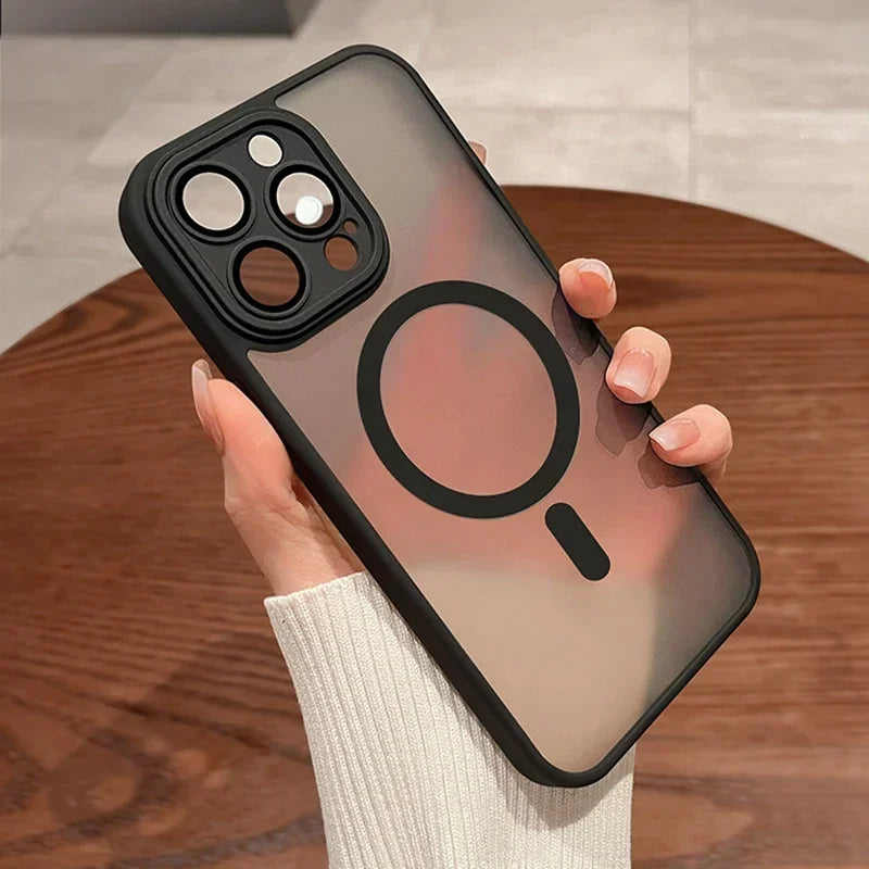 Magnetic Luxury Matte Phone Case — Lens Protector | Translucent Frosted Cover | iPhone & Samsung