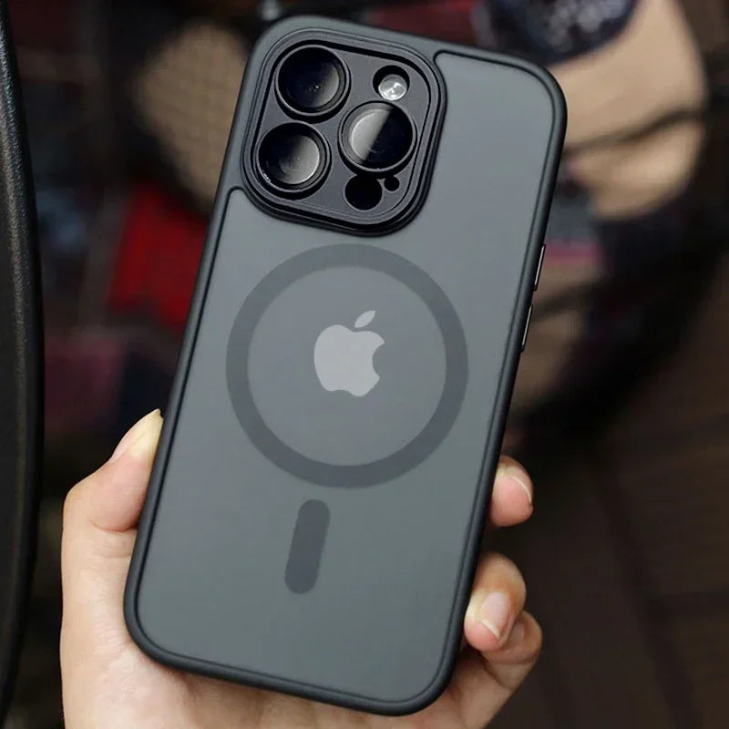 Magnetic Luxury Matte Phone Case — Lens Protector | Translucent Frosted Cover | iPhone & Samsung