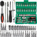 46-Piece Professional Mechanic Tool Kit — 1/4" Drive Socket Set | Home & Auto Repair | Complete Family Toolkit
