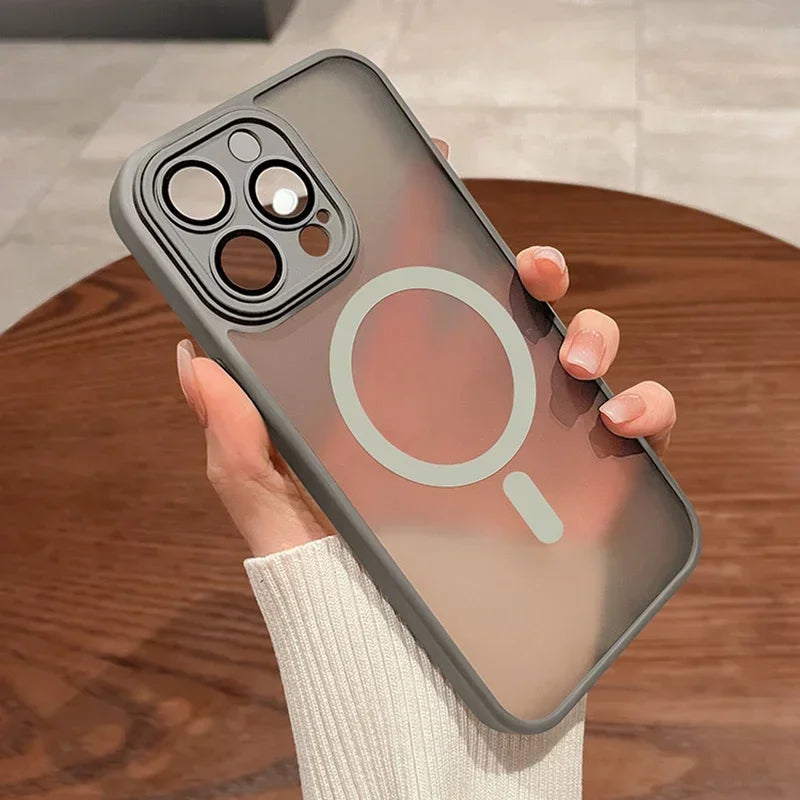 Magnetic Luxury Matte Phone Case — Lens Protector | Translucent Frosted Cover | iPhone & Samsung