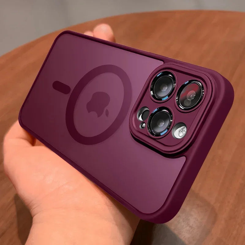 Magnetic Luxury Matte Phone Case — Lens Protector | Translucent Frosted Cover | iPhone & Samsung